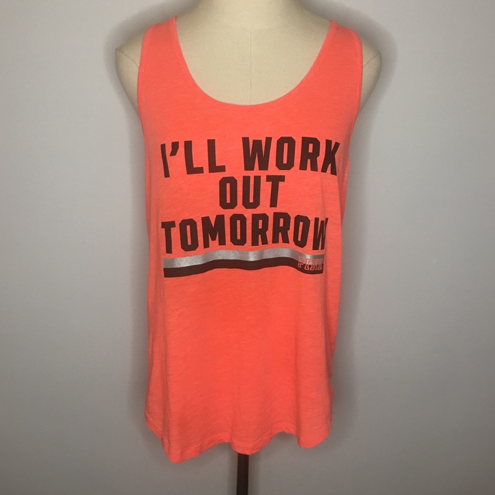 PINK VICTORIA’S SECRET Orange Coral Work Out Racer Back Tank Top Medium